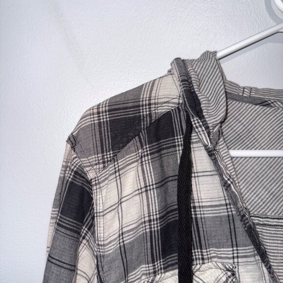 Columbia Sportswear Co. Womens L Plaid Hooded Shirt - Black & White - Picture 3 of 6
